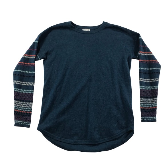 Smartwool Sweaters - Smartwool Womens Merino Wool Blend Patterned Sleeve Sweater Teal Blue Small